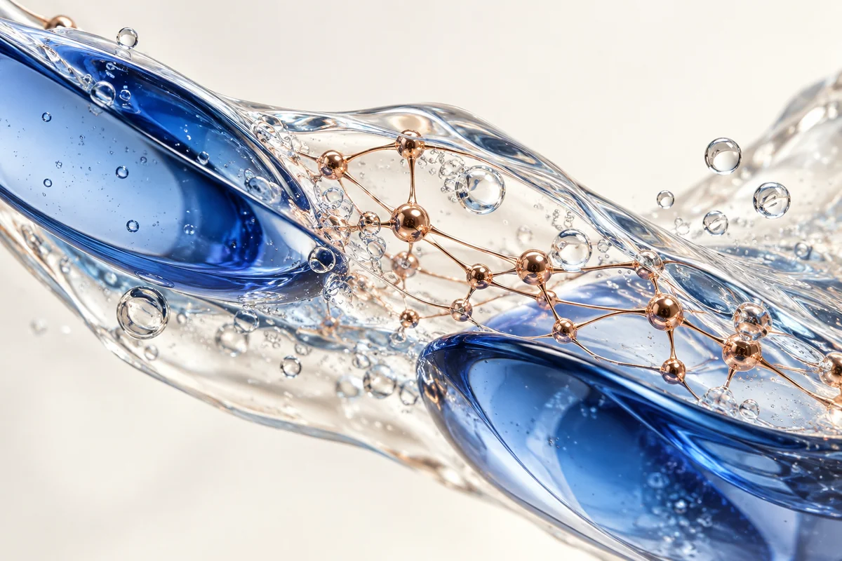 Cobalt serum wave with fine copper lattice